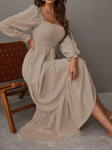 Buy Shein Square Neck Shirred Ruffle Hem Dress in Pakistan