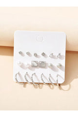 Buy Shein 9pairs Rhinestone & Faux Pearl Decor Earrings - Silver in Pakistan