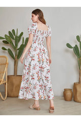 Buy Shein Floral Square Neck Shirred A-line Dress - Large in Pakistan