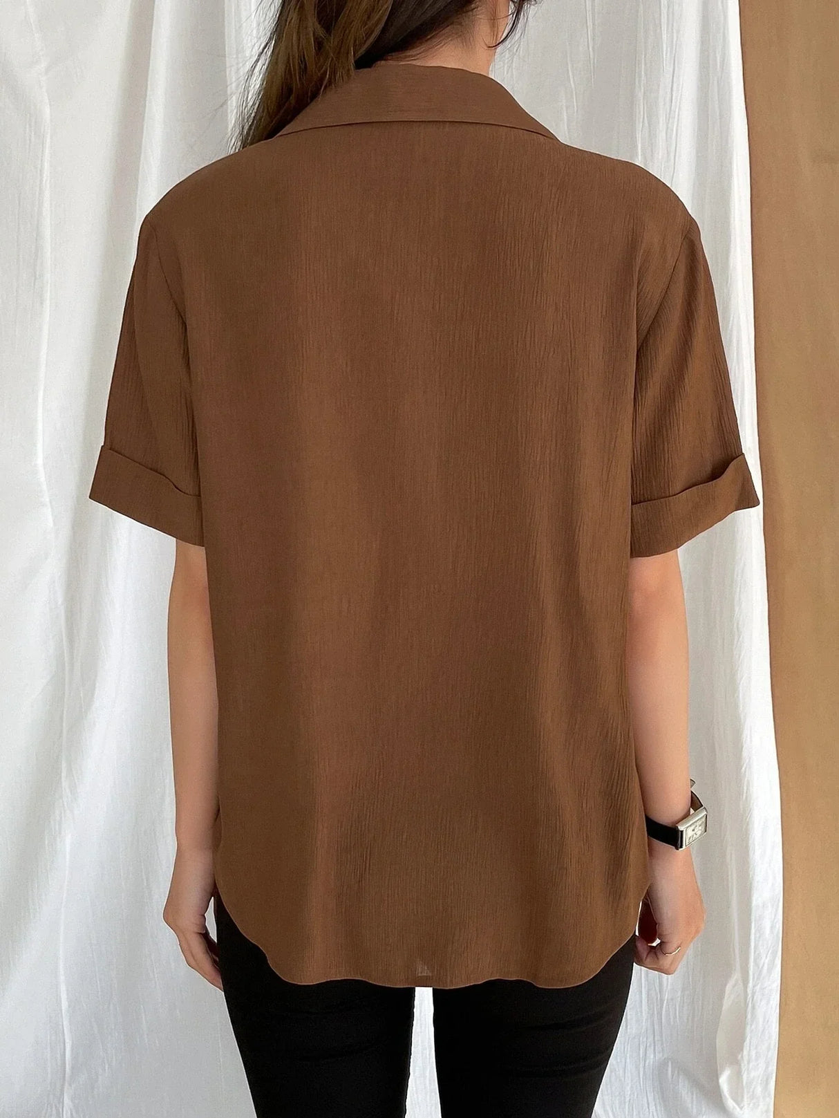 Buy SHEIN DAZY Patched Pocket Roll Up Sleeve Shirt in Pakistan