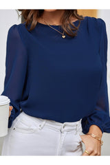 Buy Shein Lantern Sleeve Keyhole Back Blouse in Pakistan