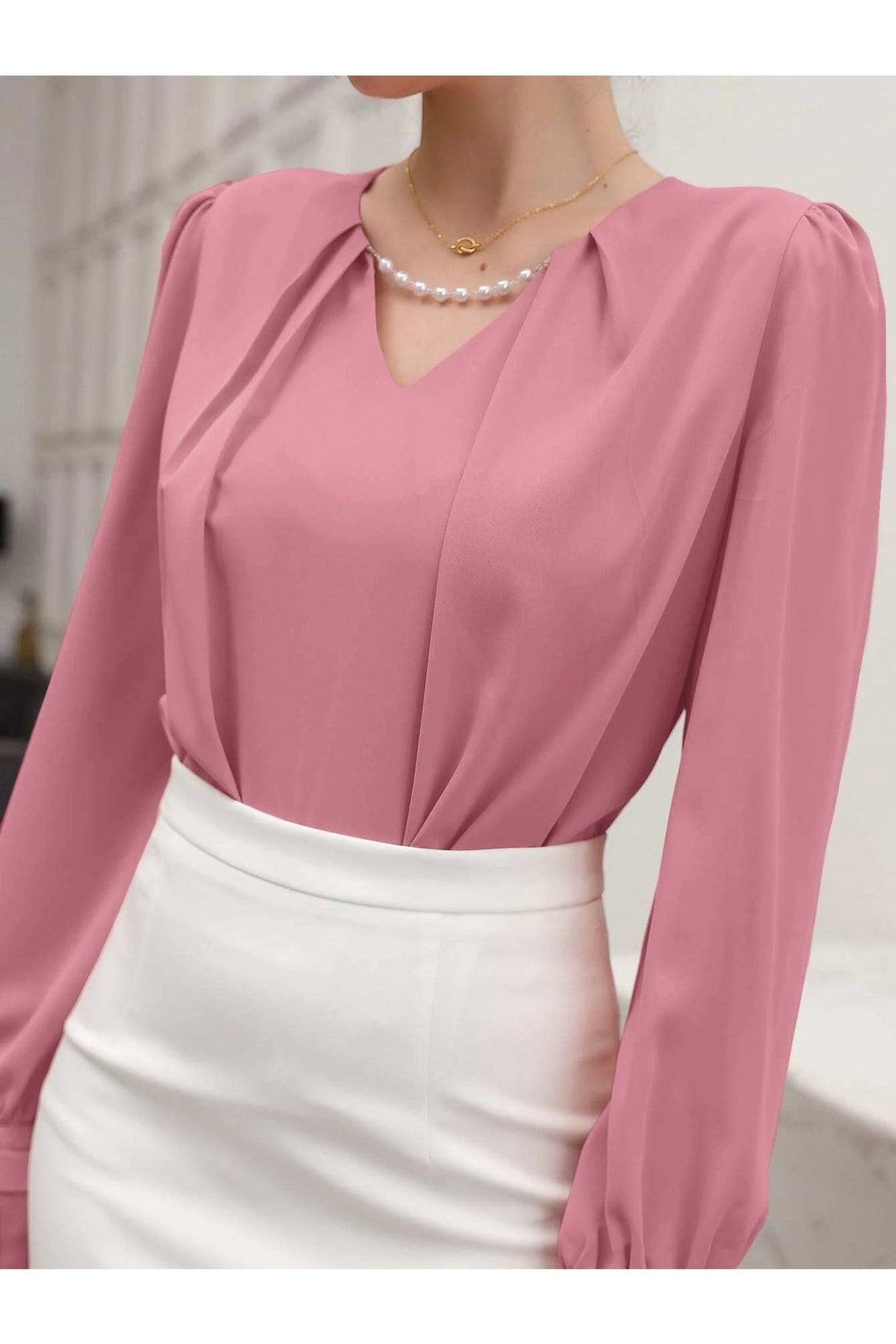 Buy Shein Puff Sleeve Solid Blouse in Pakistan