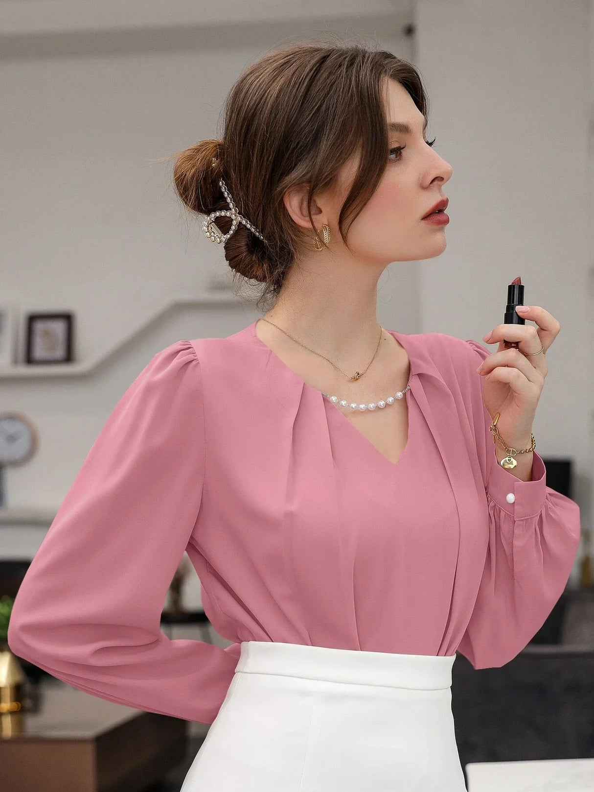 Buy Puff Sleeve Solid Blouse in Pakistan