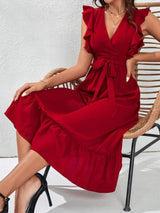 Buy SHEIN Ruffle Hem Tie Front Dress in Pakistan