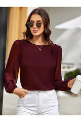 Buy Shein Lantern Sleeve Keyhole Back Blouse in Pakistan