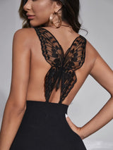 Buy Shein Unity Butterfly Embroidered Draped Collar Bodycon Dress in Pakistan