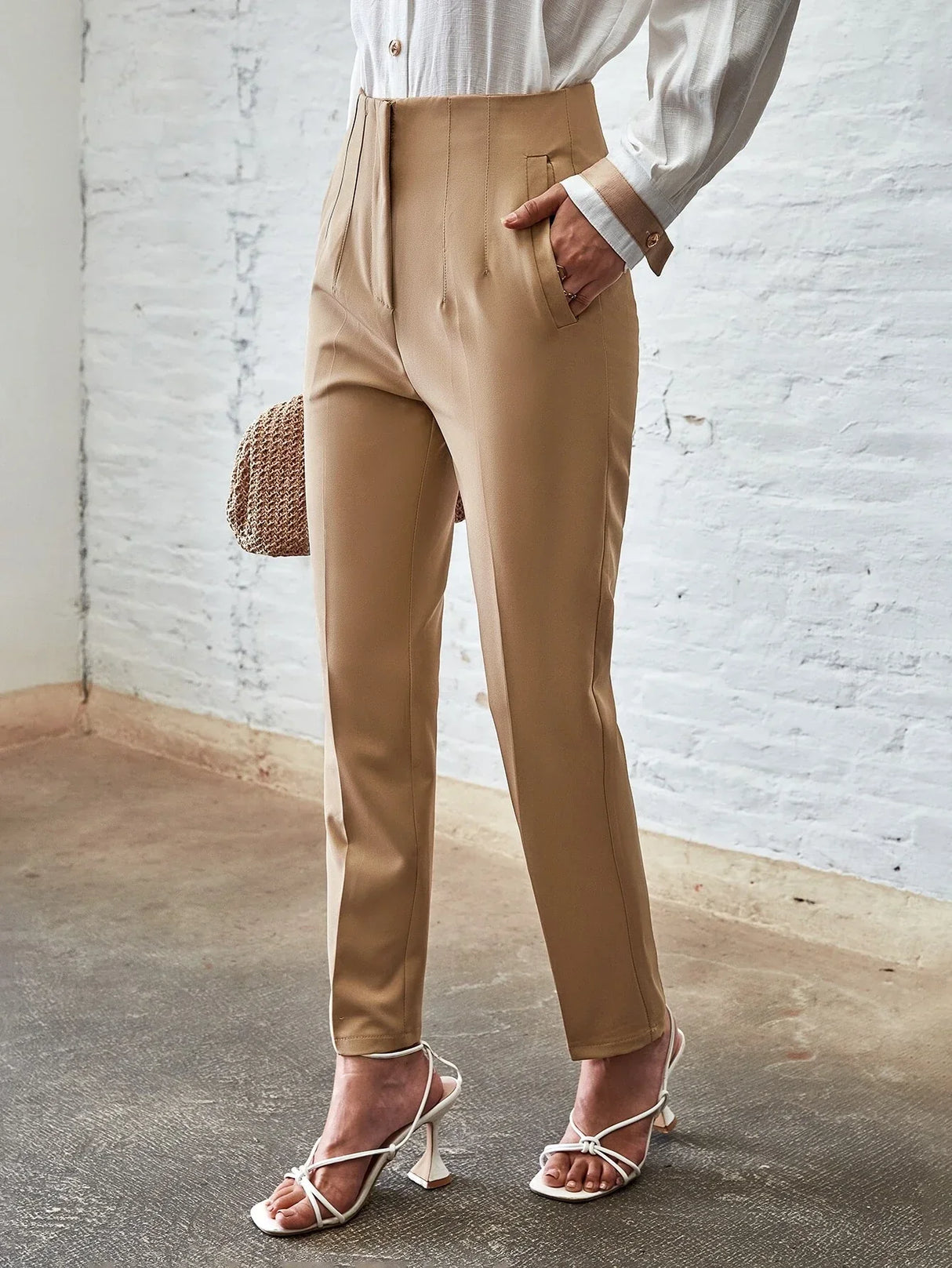 Buy SHEIN Unity Slant Pockets Zipper Fly Carrot Pants in Pakistan