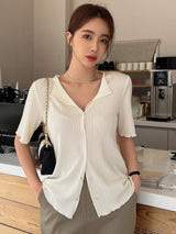 Buy SHEIN DAZY Lettuce Trim Button Front Tee in Pakistan