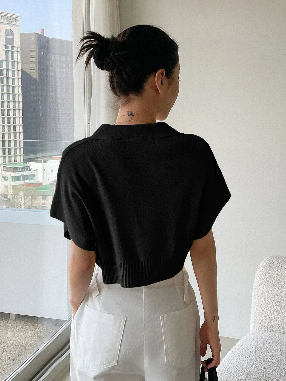 Buy SHEIN DAZY Batwing Sleeve Crop Knit Top in Pakistan