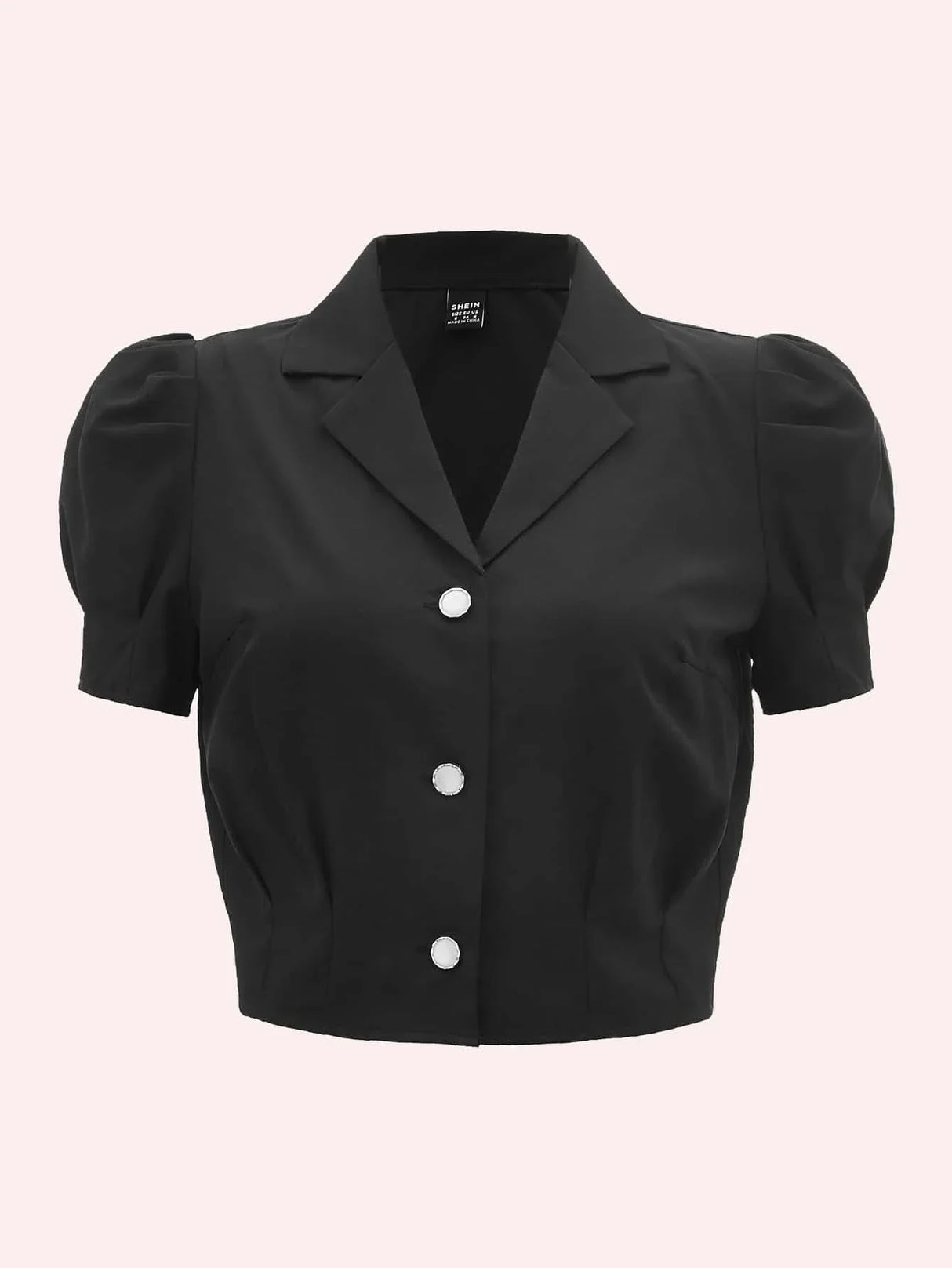 Buy SHEIN MOD Lapel Collar Puff Sleeve Button Up Blouse in Pakistan