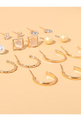 Buy Shein 9pairs Rhinestone & Faux Pearl Detail Earrings in Pakistan