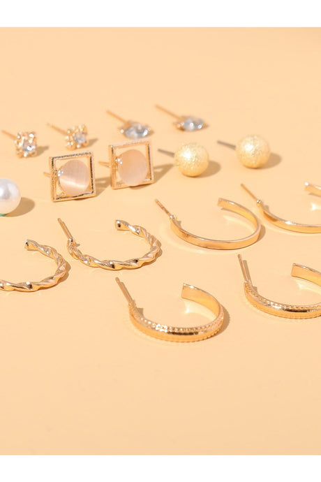 Buy Shein 9pairs Rhinestone & Faux Pearl Detail Earrings in Pakistan