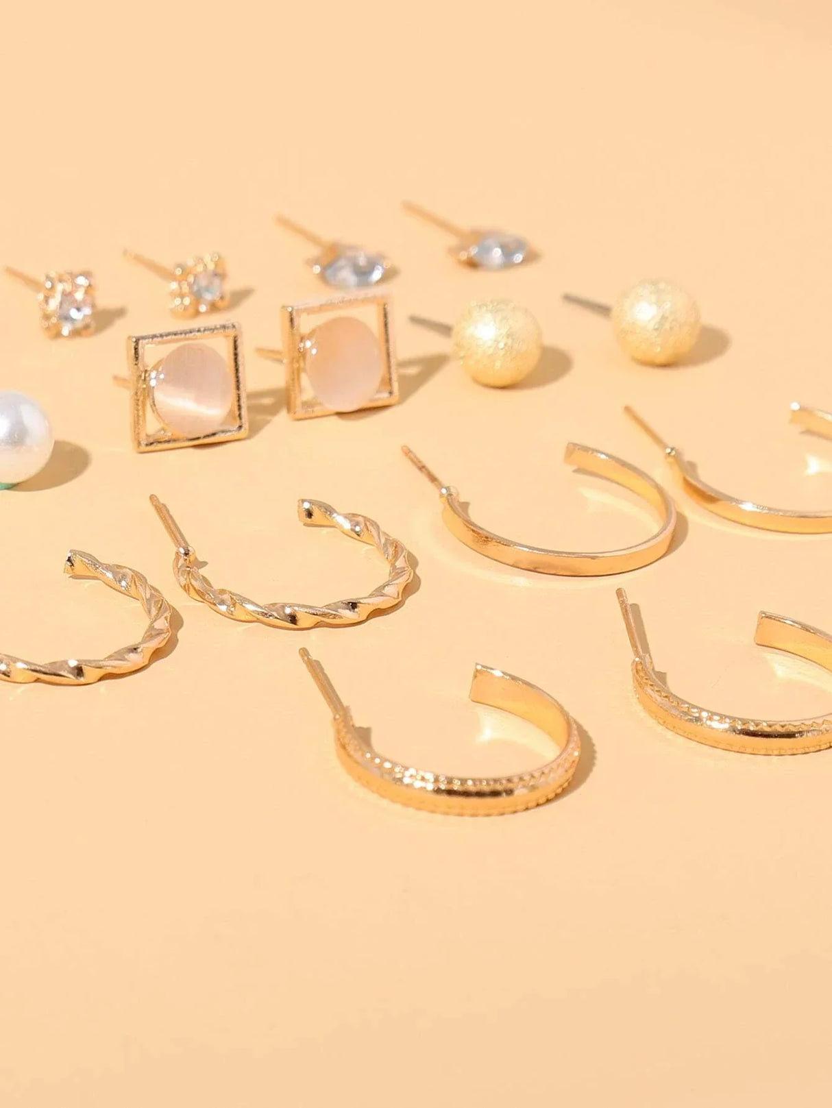 Buy Shein 9pairs Rhinestone & Faux Pearl Detail Earrings in Pakistan