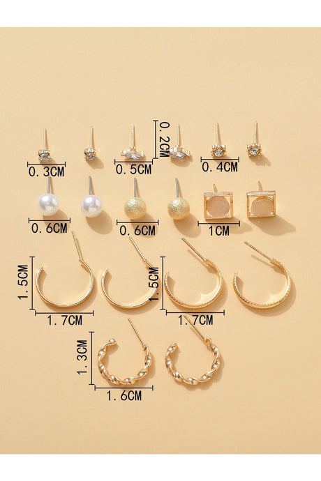Buy Shein 9pairs Rhinestone & Faux Pearl Detail Earrings in Pakistan