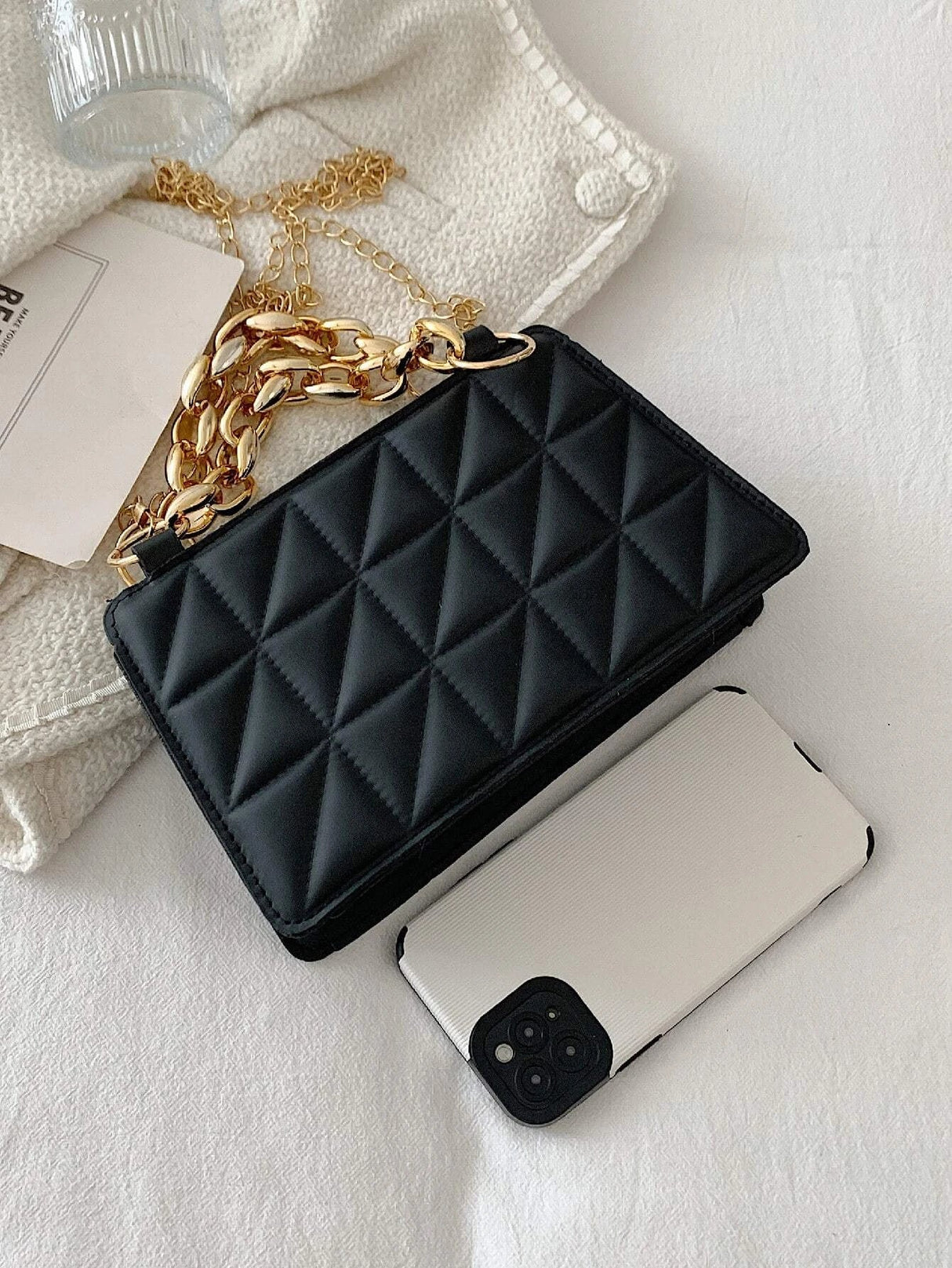 Buy Shein Quilted Detail Chain Square Bag in Pakistan