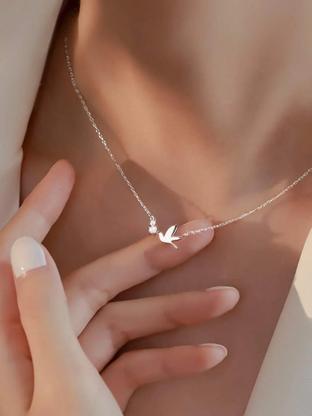 Buy Shein Cubic Zirconia Decor Bird Charm Necklace in Pakistan