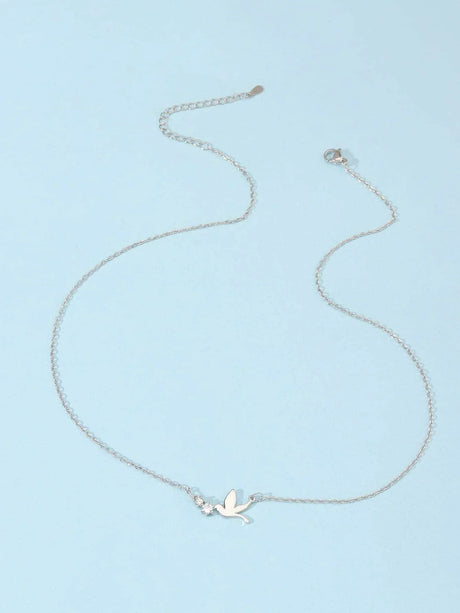 Buy Shein Cubic Zirconia Decor Bird Charm Necklace in Pakistan