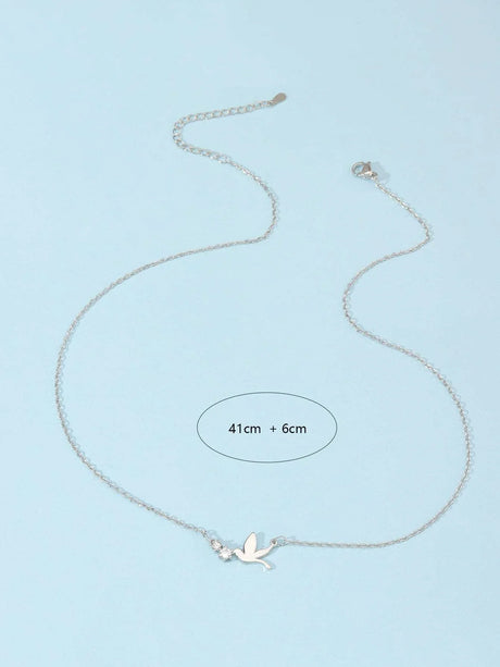 Buy Shein Cubic Zirconia Decor Bird Charm Necklace in Pakistan