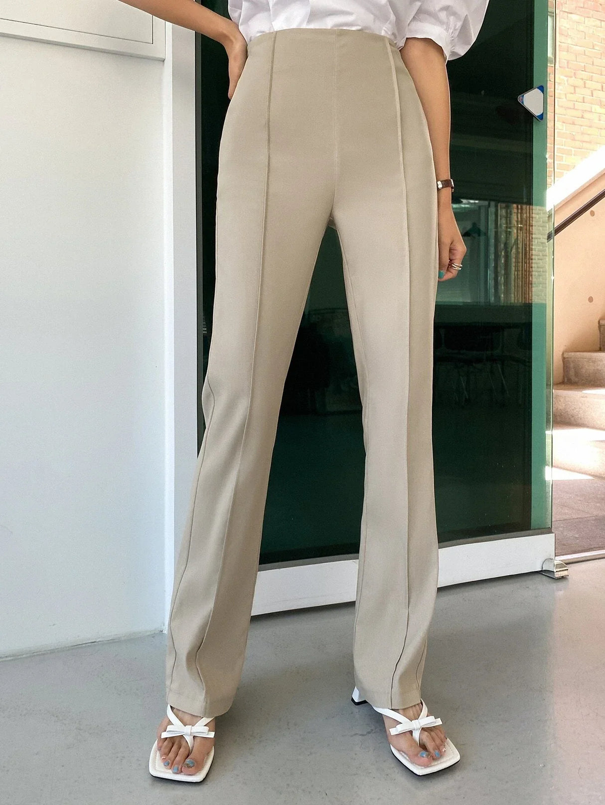 Buy Shein Dazy High Waist Seam Front Pants in Pakistan