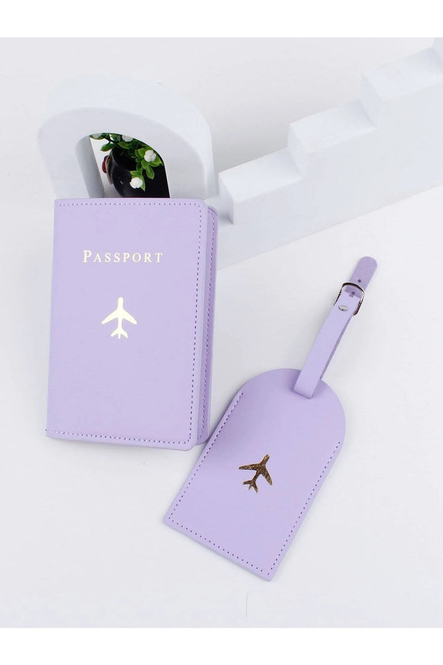Buy Shein Plane & Letter Graphic Passport Case With Luggage Tag in Pakistan