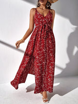 Buy Shein Frenchy Ditsy Floral Split Thigh Belted Cami Dress in Pakistan