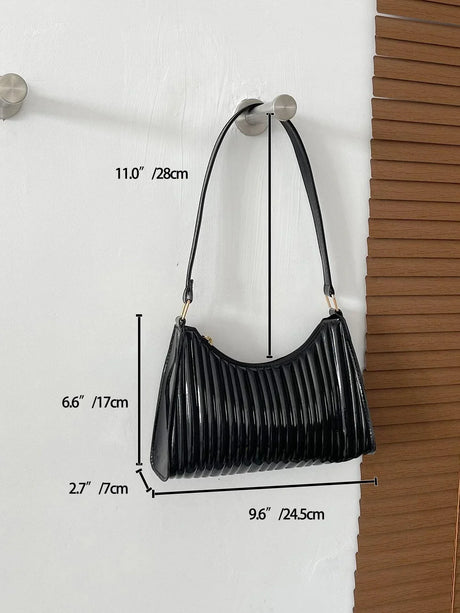 Buy SHEIN Geometric Embossed Zipper Baguette Bag in Pakistan