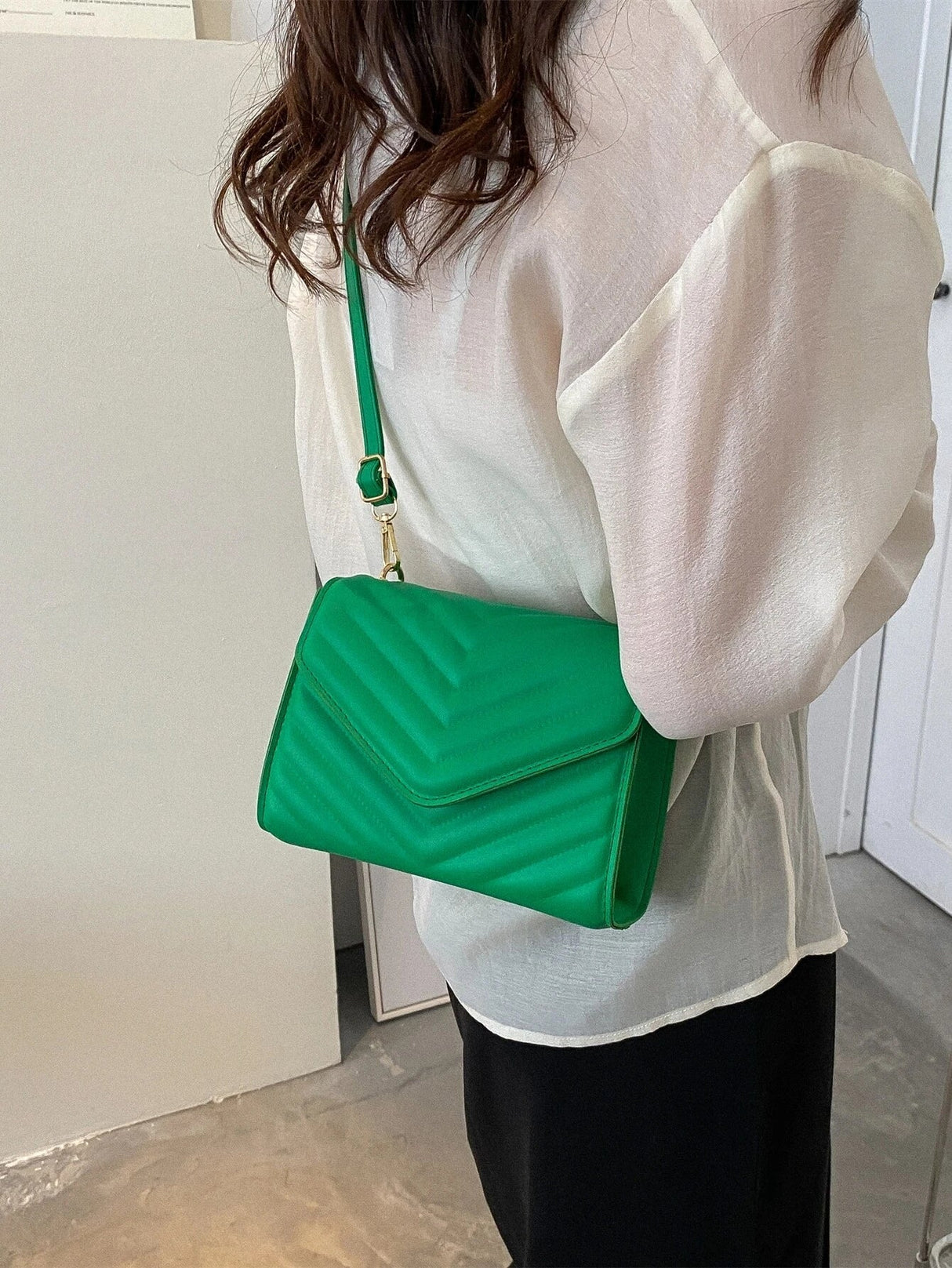 Buy SHEIN Mini Chevron Quilted Flap Square Bag in Pakistan