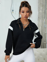 Buy Shein Contrast Panel Half Zip Sweatshirt in Pakistan