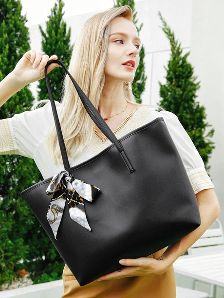 Buy SHEIN Twilly Scarf Decor Shoulder Tote Bag in Pakistan