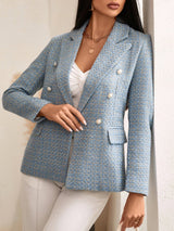 Buy Shein Plaid Print Double Breasted Blazer in Pakistan