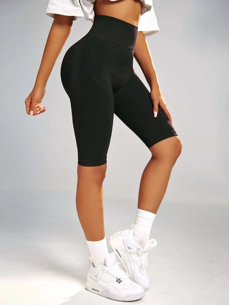 Buy SHEIN Solid Tummy Control Sports Shorts in Pakistan