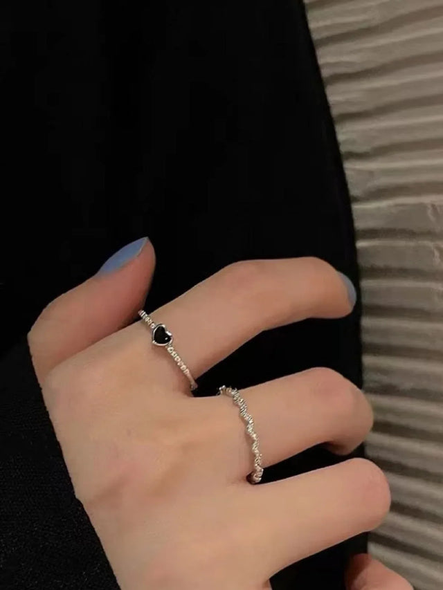 Buy Shein 2pcs Heart Decor Cuff Ring in Pakistan