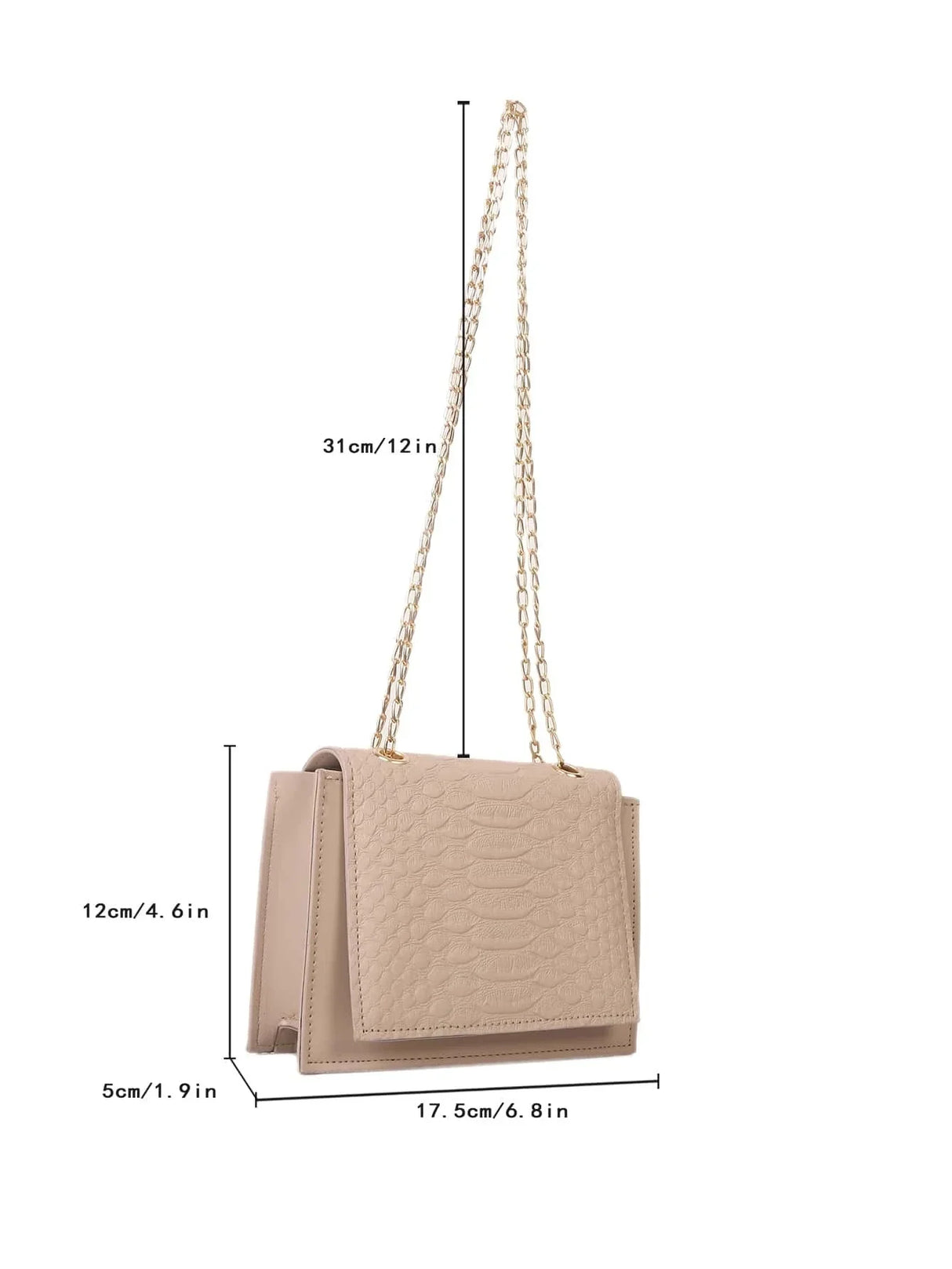 Buy Shein Mini Snakeskin Embossed Chain Square Bag in Pakistan