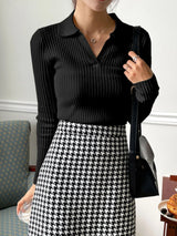 Buy SHEIN DAZY Solid Ribbed Knit Sweater in Pakistan