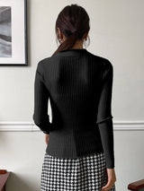 Buy SHEIN DAZY Solid Ribbed Knit Sweater in Pakistan