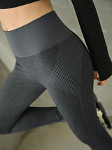 Buy Shein Dazy Striped Panel Yoga Leggings Marled Knit Tummy Control Athletic Tights in Pakistan