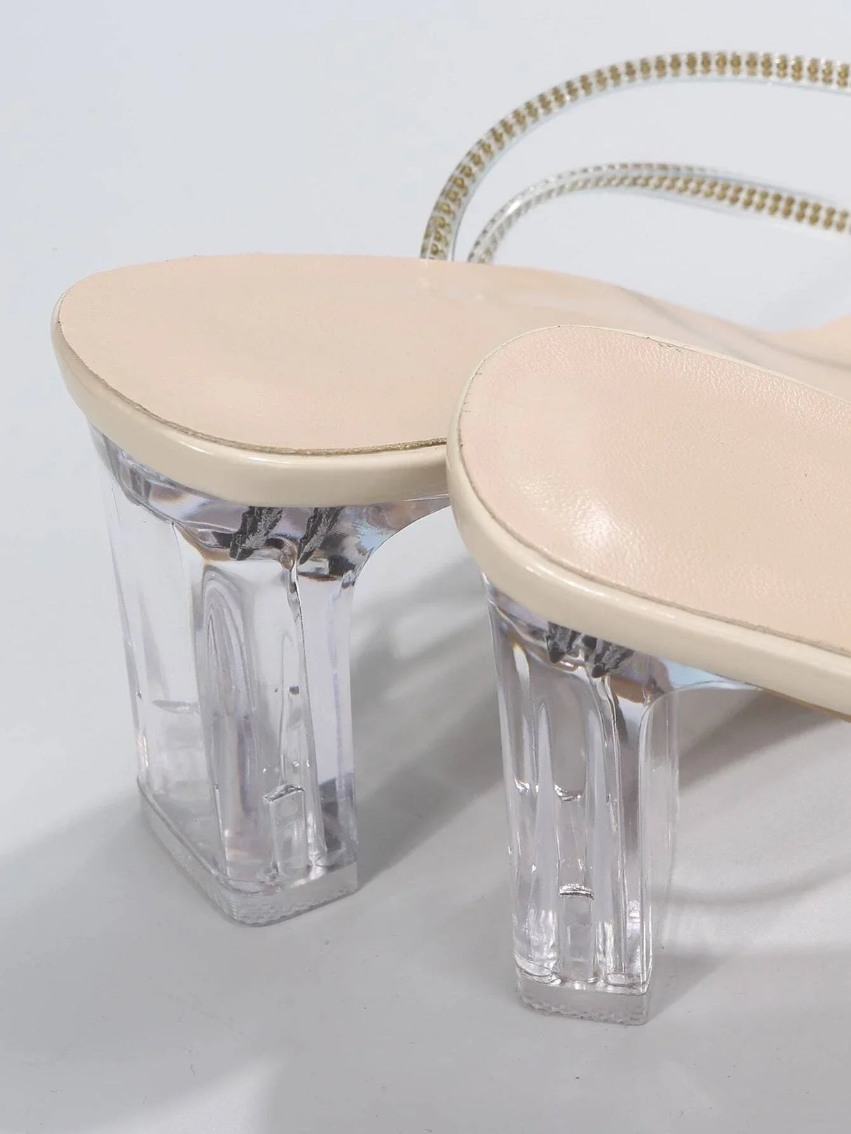 Buy SHEIN Women Rhinestone Decor Chunky Heeled Sandals, Fashion PVC Mule Sandals in Pakistan