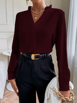 Buy Shein Solid Notched Neck Shirt in Pakistan