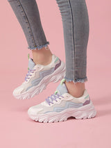 Buy SHEIN Color Block Lace-up Front Chunky Sneakers in Pakistan