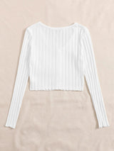 Buy SHEIN EZwear Rib-knit Single Breasted Tee in Pakistan