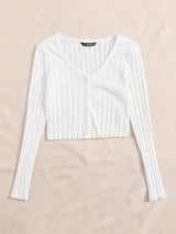 Buy SHEIN EZwear Rib-knit Single Breasted Tee in Pakistan
