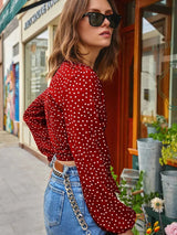Buy SHEIN Frenchy Polka Dot Surplice Cropped Wrap Top in Pakistan