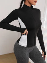 Buy SHEIN Colorblock Zipper Placket Pocket Detail Sports Jacket in Pakistan