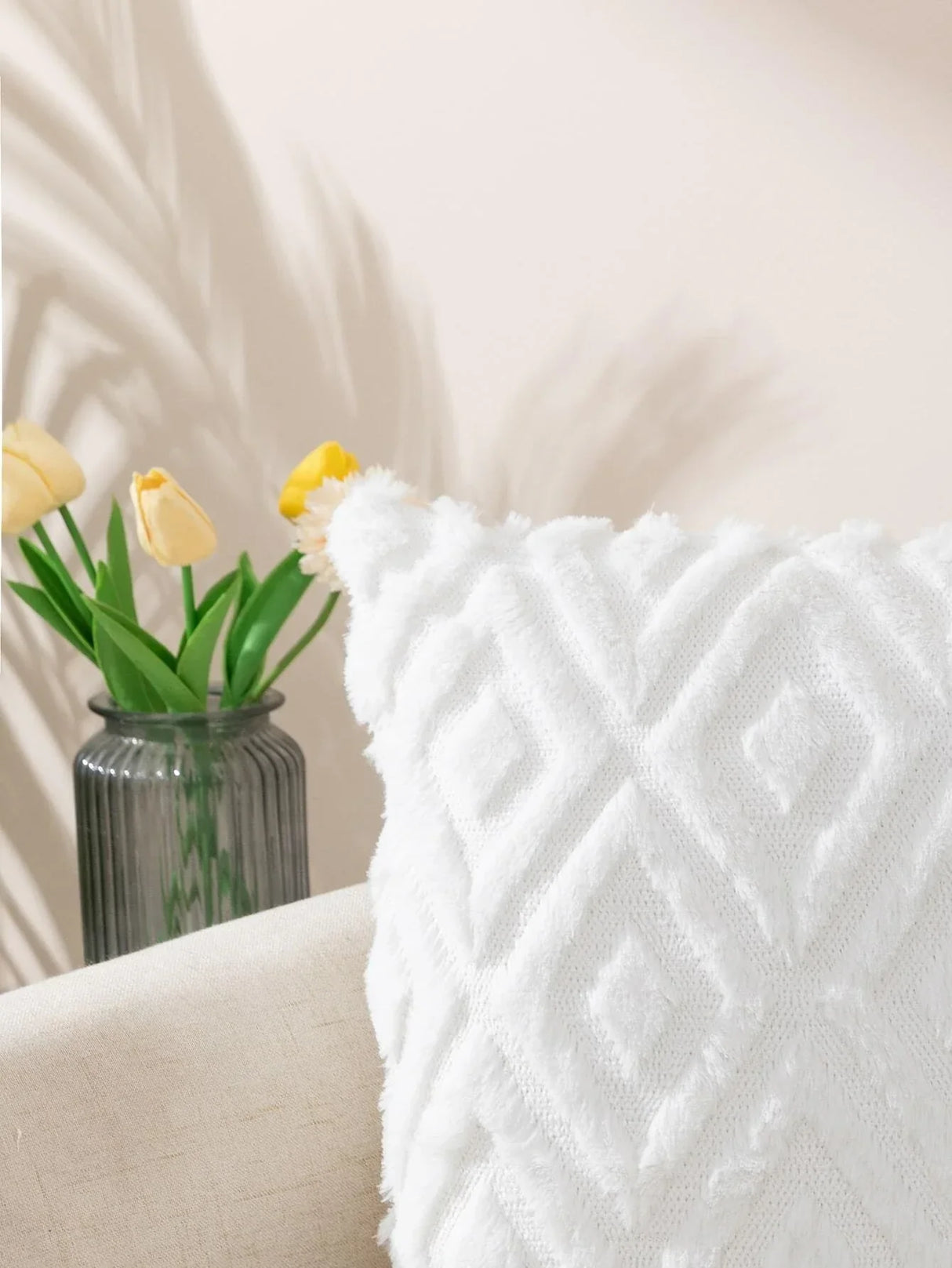 Buy Shein Geometric Pattern Fuzzy Cushion Cover Without Filler in Pakistan