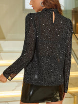 Buy SHEIN BAE Mock Neck Star Print Puff Sleeve Blouse in Pakistan