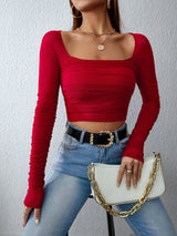 Buy SHEIN Unity Square Neck Ruched Mesh Top in Pakistan