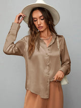 Buy SHEIN Clasi Satin Solid Button Up Shirt in Pakistan