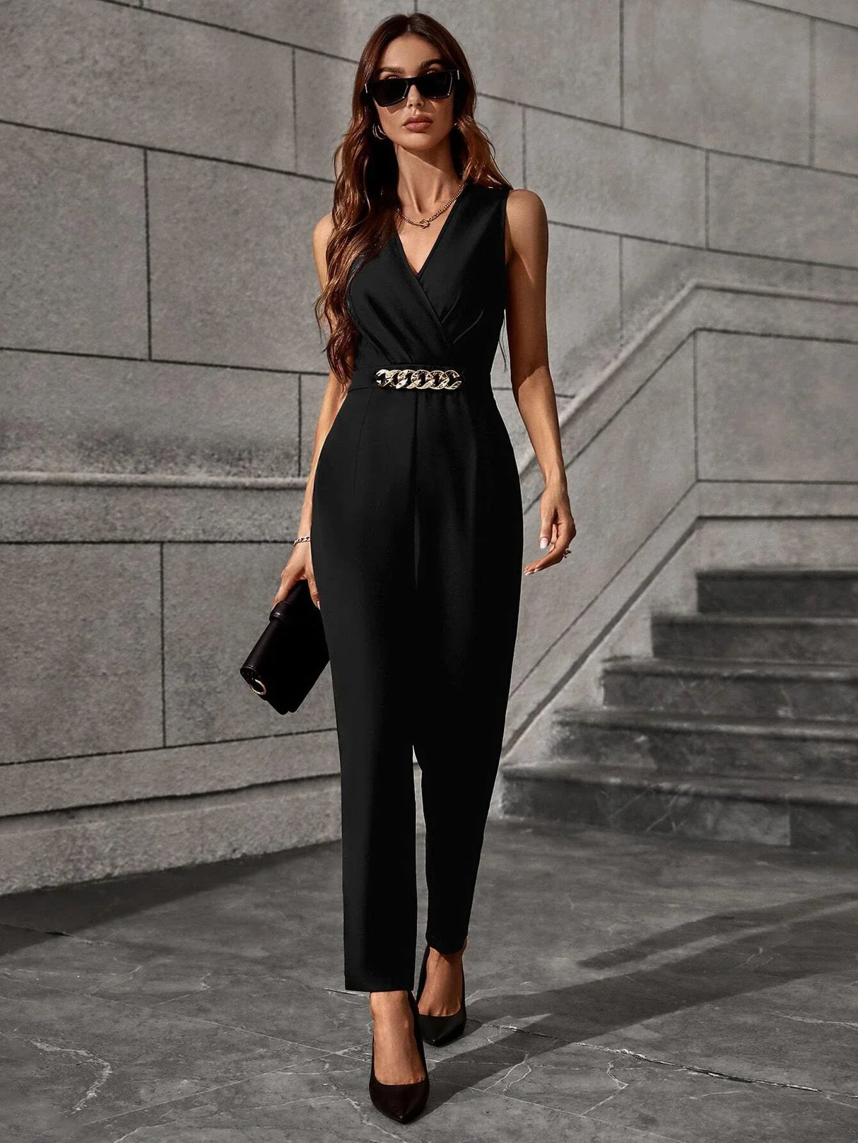 Buy SHEIN Solid Chain Detail Jumpsuit in Pakistan
