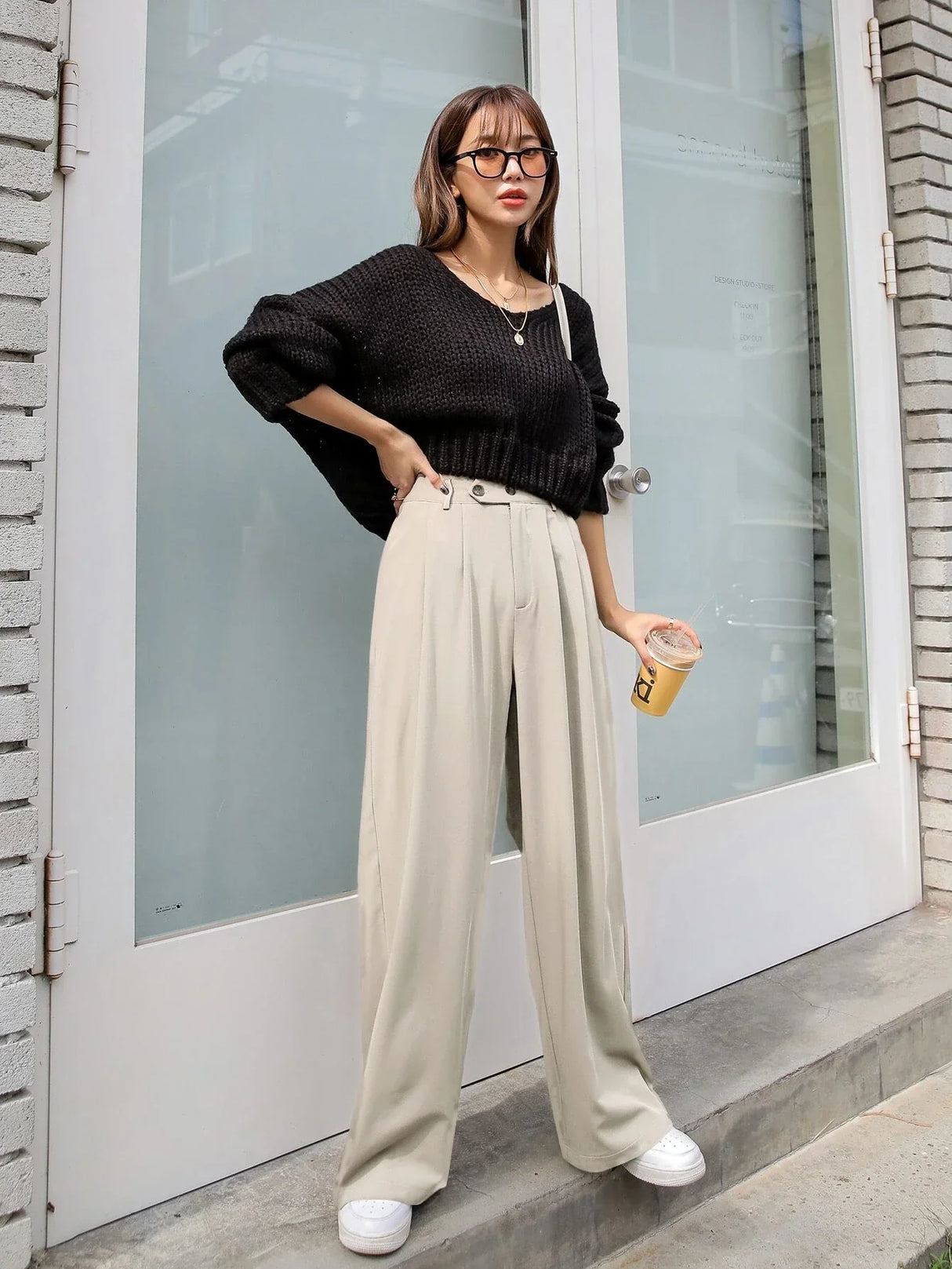 Buy Shein Dazy High Waist Fold Pleated Pants in Pakistan