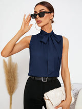 Buy SHEIN Tie Neck Sleeveless Blouse in Pakistan